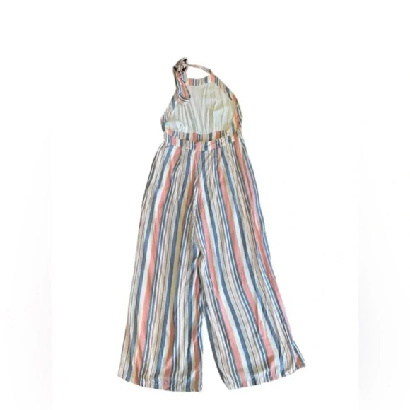 Anthropologie Sadie & Sage Boho Pinstripe Wide Leg Halter Jumpsuit | Small - Picture 3 of 4